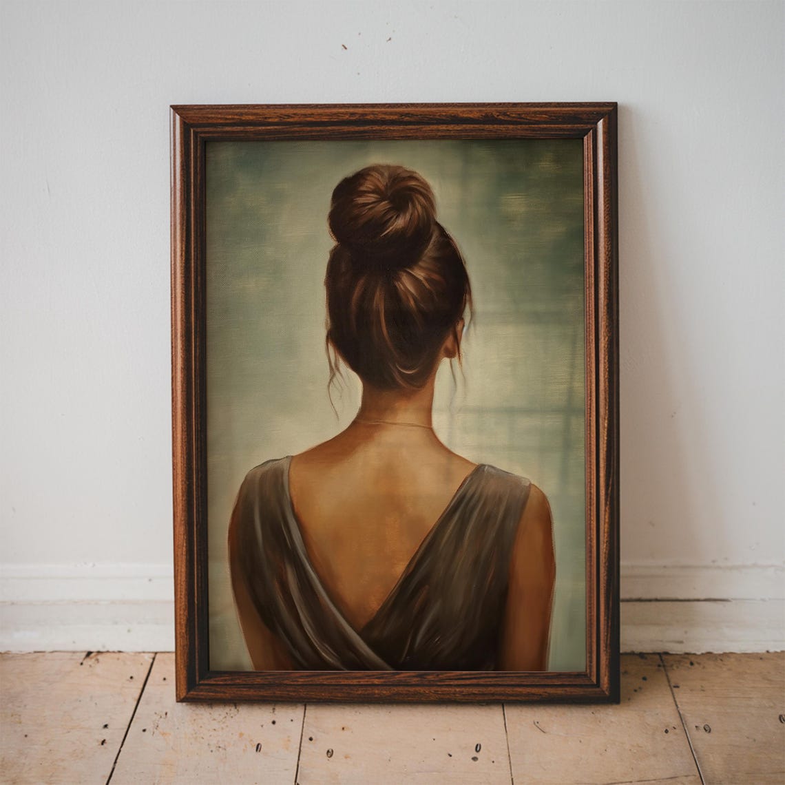 Emerald Green Abstract Female Art Woman Back View Feminine Wall Print Portrait Eclectic