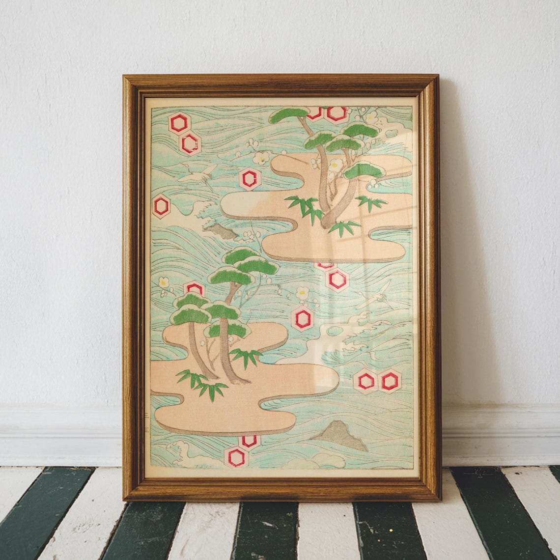 Pine Trees On Cloud Islands Over Waves Japanese Shinbijutsukai Poster