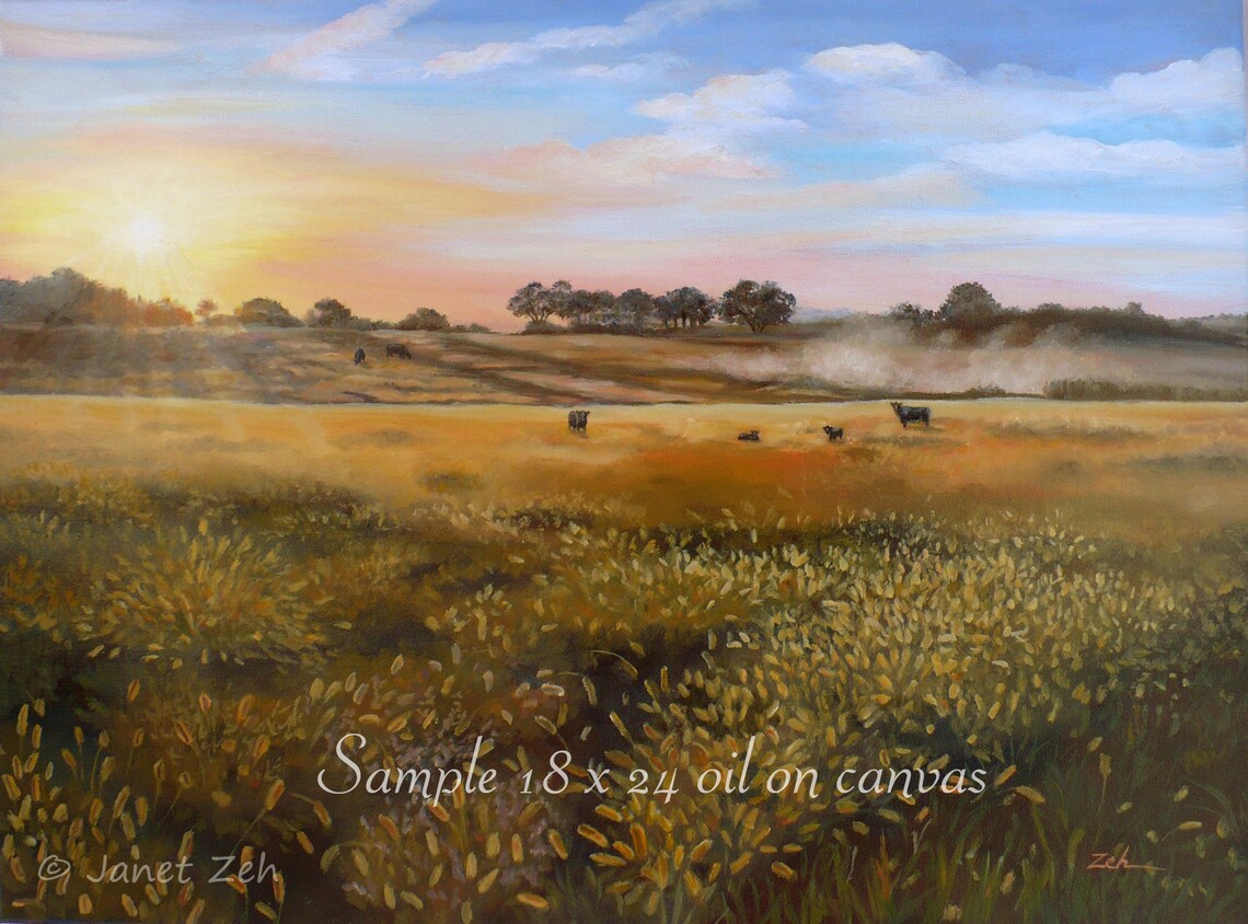 Custom Landscape Oil Painting, Mountain Seascape