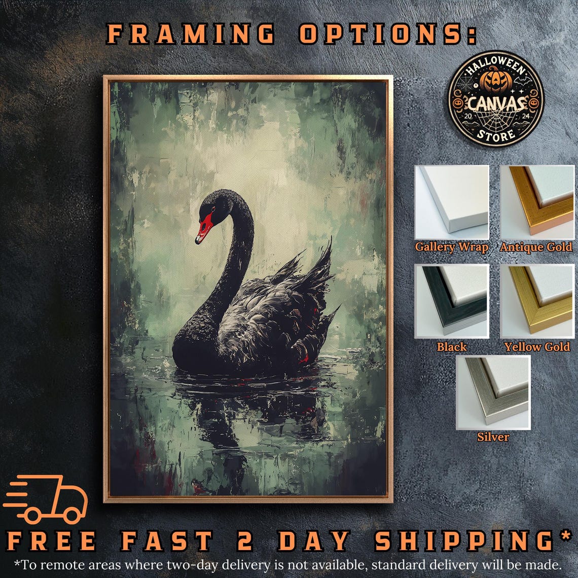 Black Swan Green Pond Red Beak Impressionist Wildlife Water Poster - Image 5