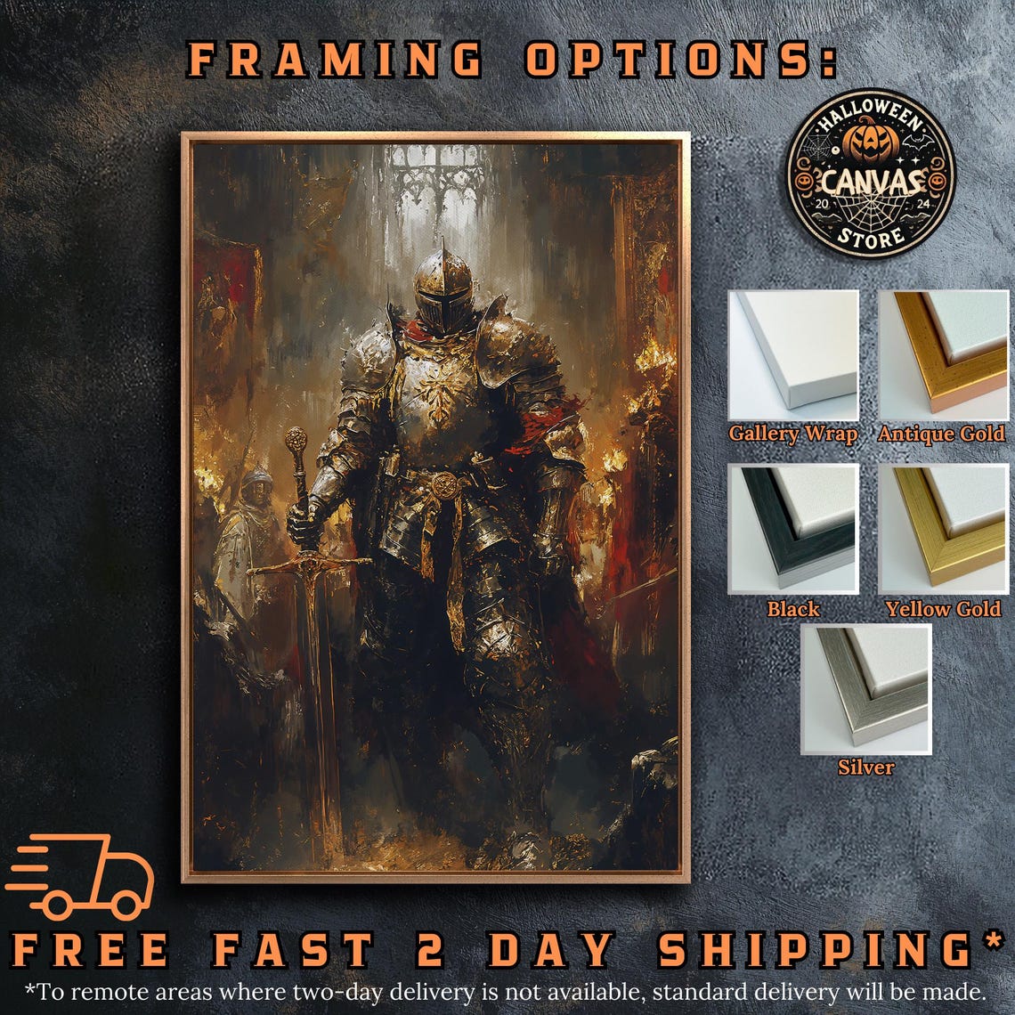 Medieval Knight Armor Sword Dark Fantasy Historical Warrior Art Print - Image 4