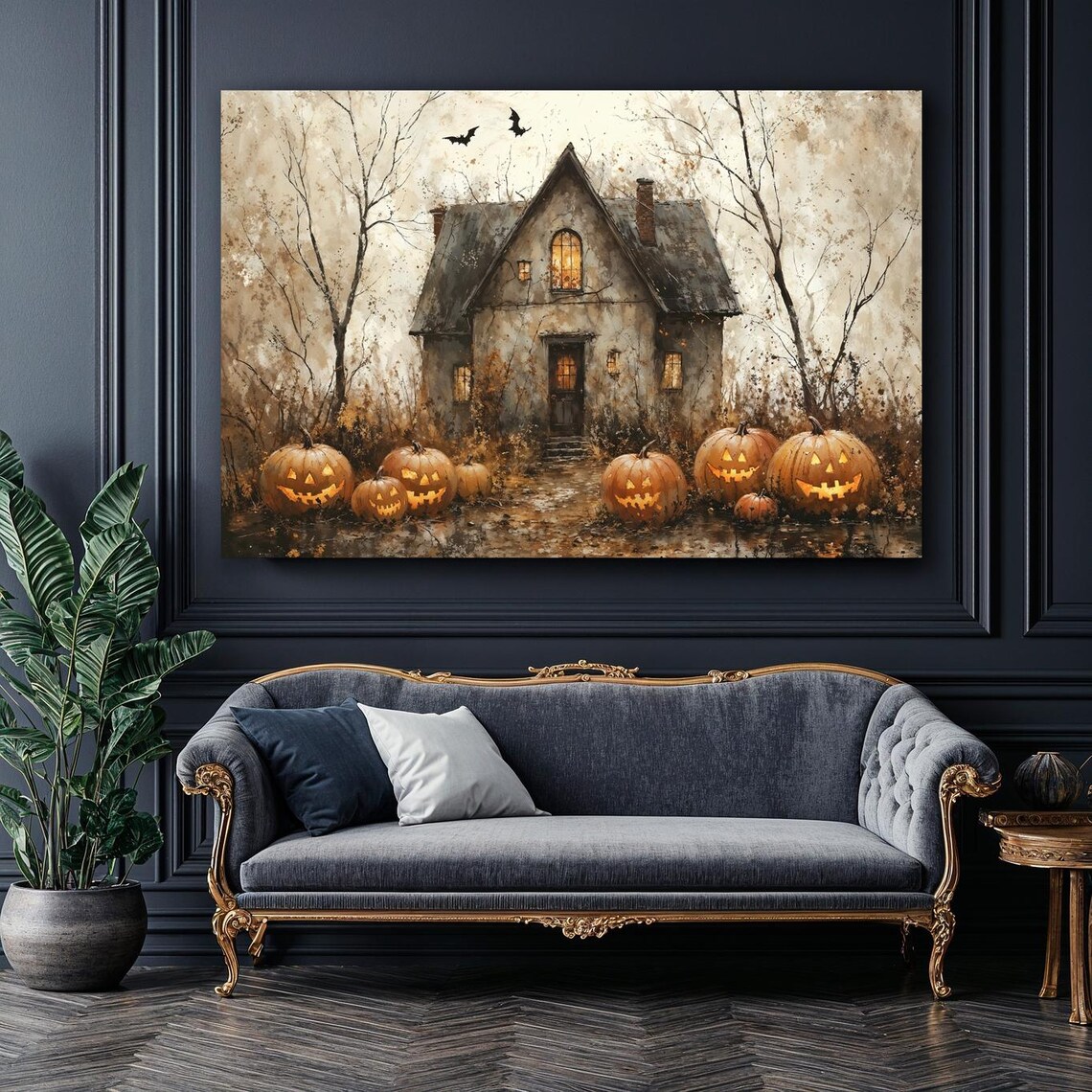 Halloween Haunted House Pumpkin Poster, Spooky Decor - Image 4