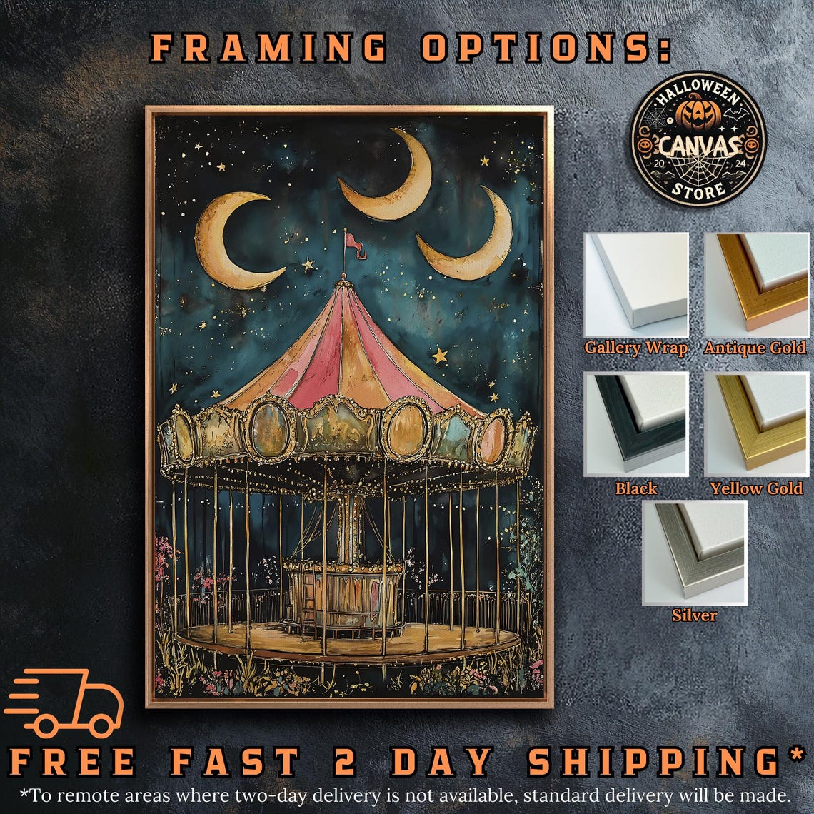 Dreamy Carousel Under Three Crescent Moons Starry Night Poster - Image 5