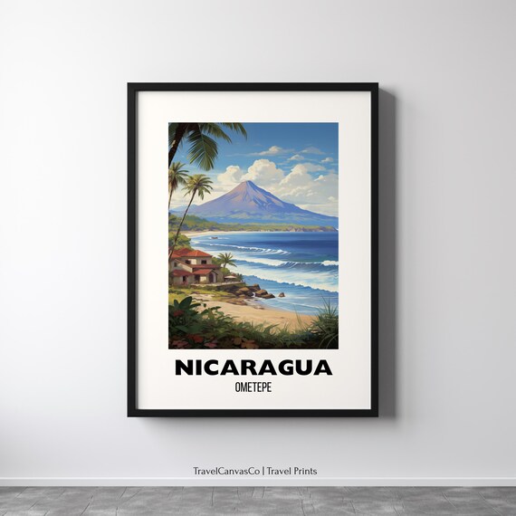Ometepe Nicaragua Volcano Island Beach Central America Travel Poster