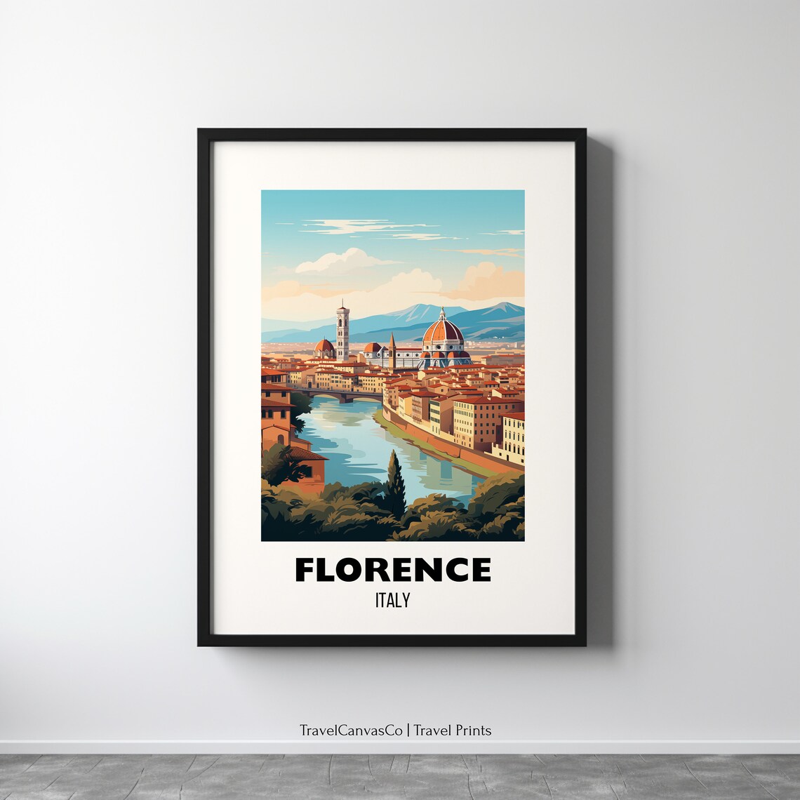 Florence Italy Duomo Arno River Renaissance City Skyline Travel Poster