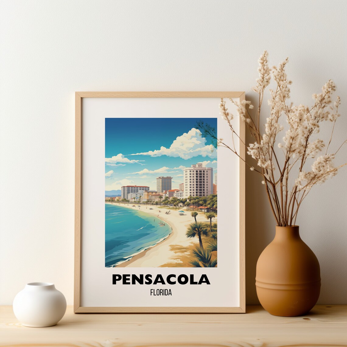 Pensacola Florida Beach City Skyline Gulf Coast Travel Poster - Image 2