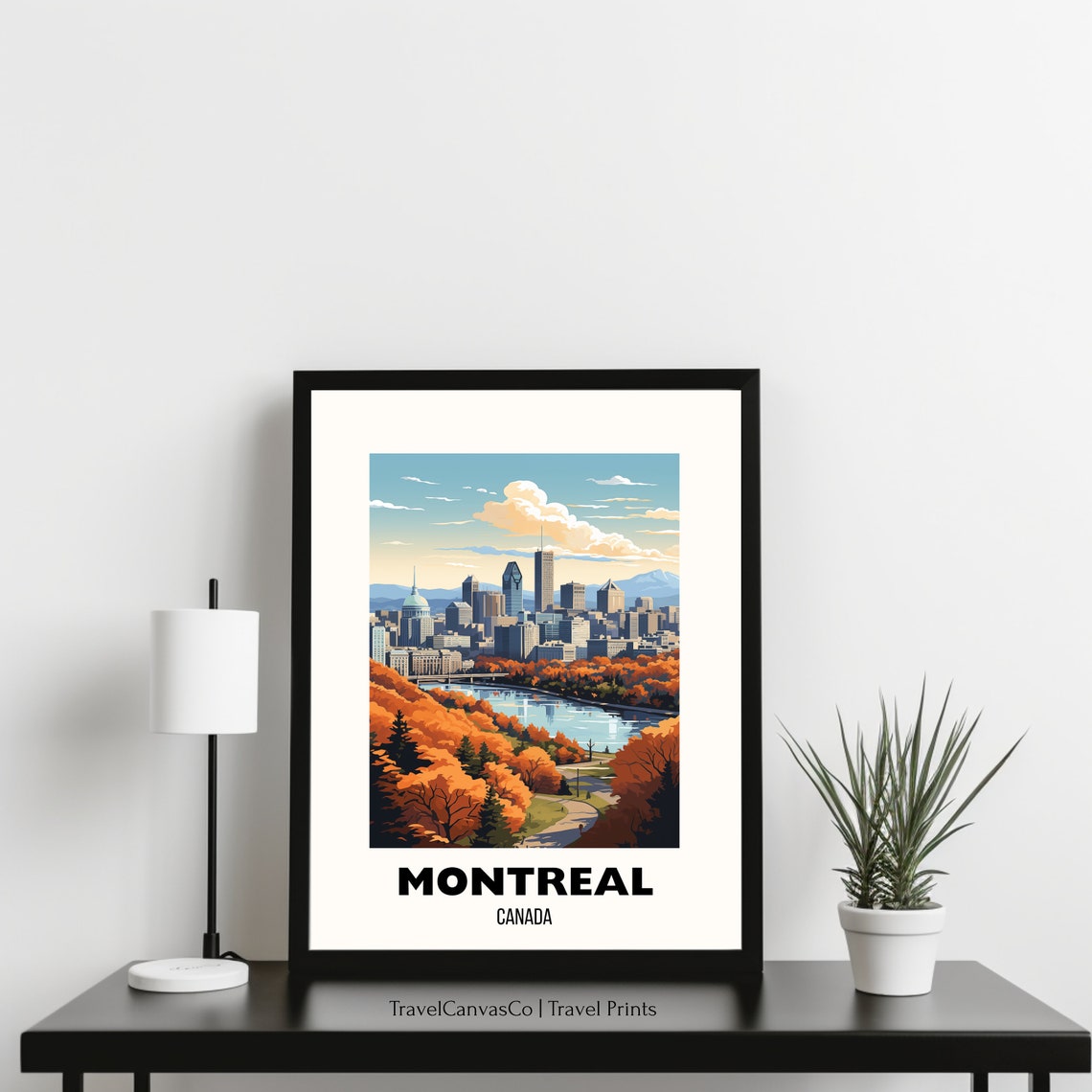 Montreal Canada Autumn Foliage Skyline River View Travel Poster - Image 3
