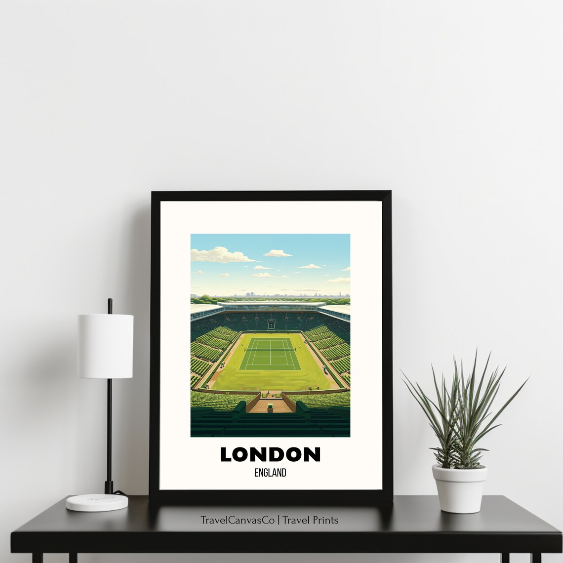 London England Grass Court Tennis Stadium Vintage Travel Poster - Image 3