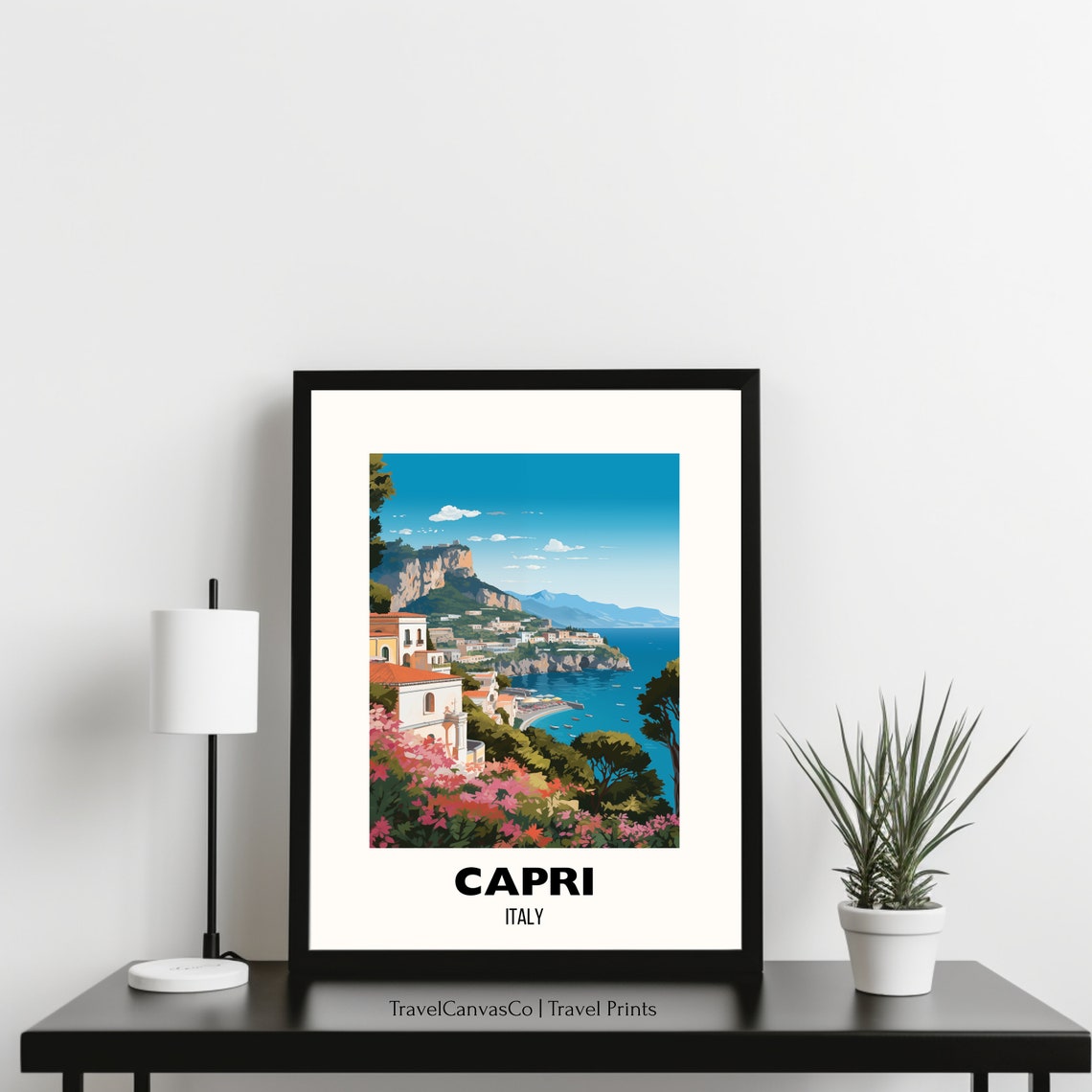 Capri Italy Coastal Cliffs Bougainvillea Island Travel Poster - Image 3