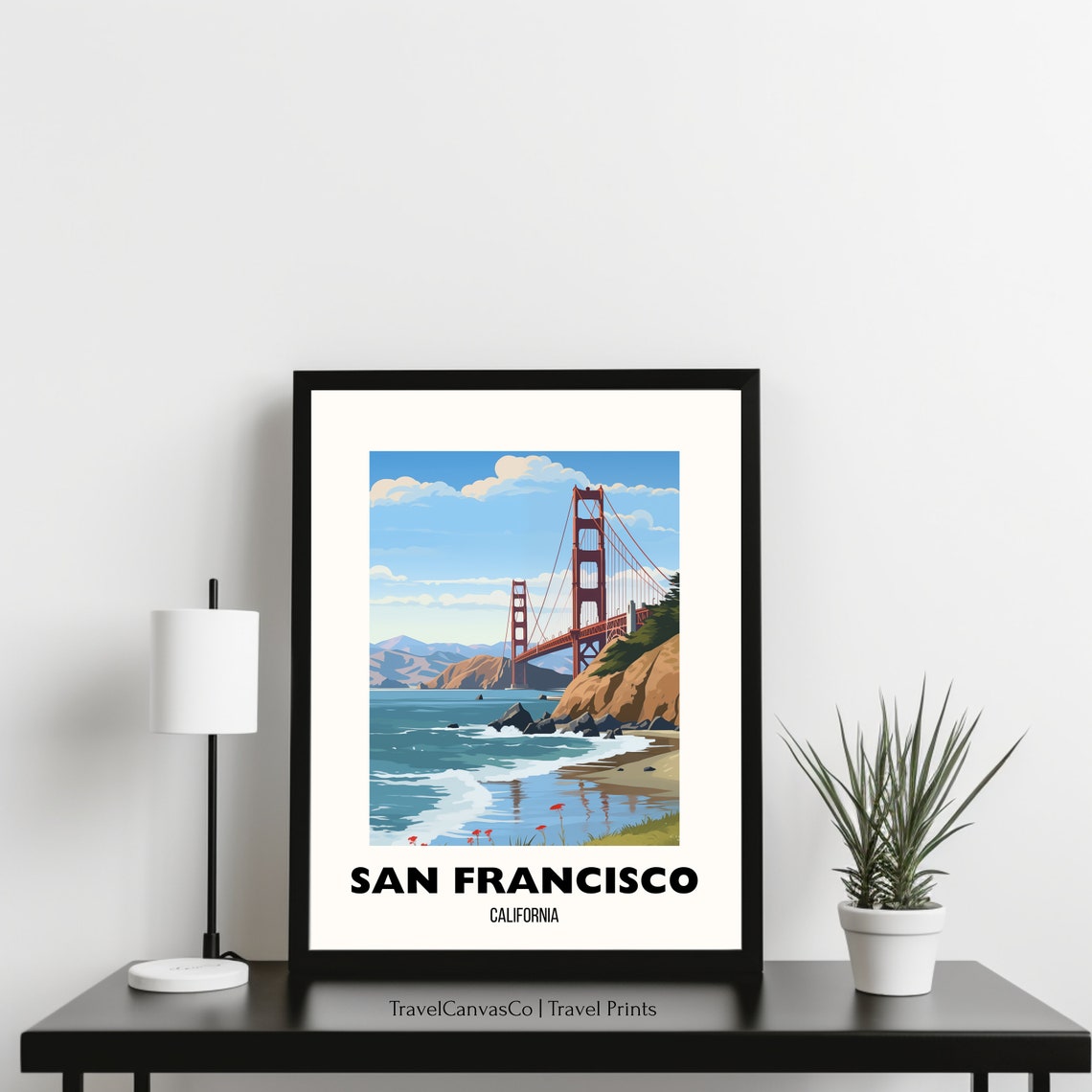 Golden Gate Bridge San Francisco California Vintage Travel Poster - Image 3