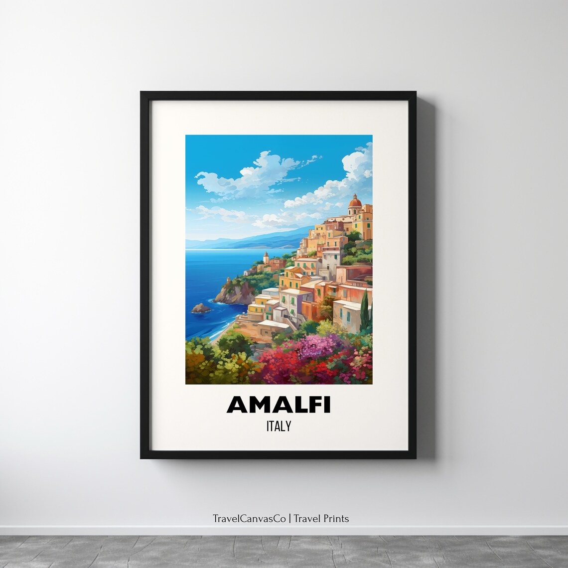 Amalfi Travel Poster, Italy Europe Wall Art Print