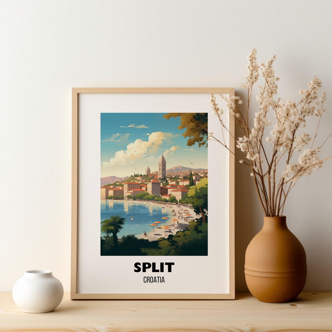 Split Croatia Old Town Beach Bay Adriatic Coast Travel Poster - Image 2
