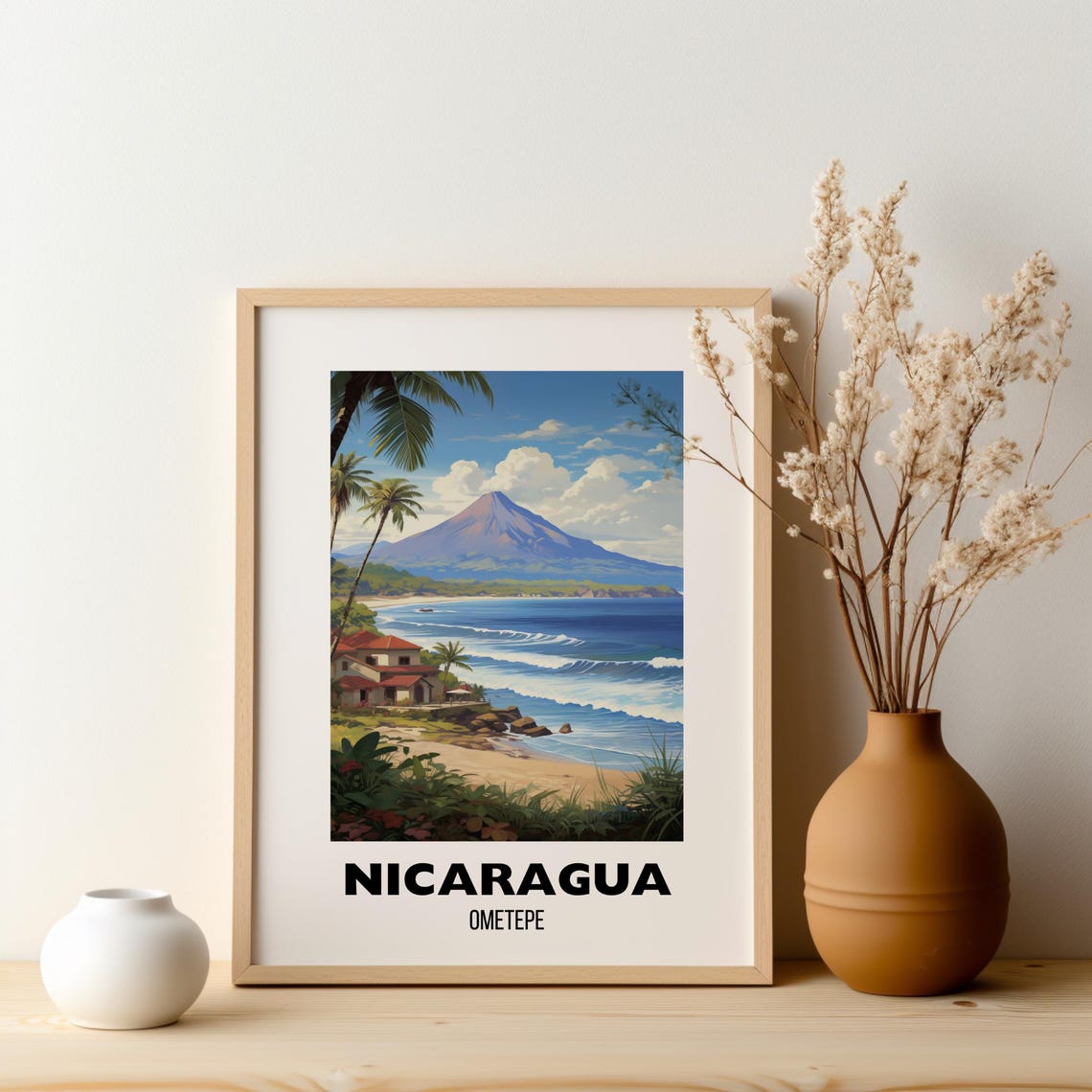 Ometepe Nicaragua Volcano Island Beach Central America Travel Poster - Image 2