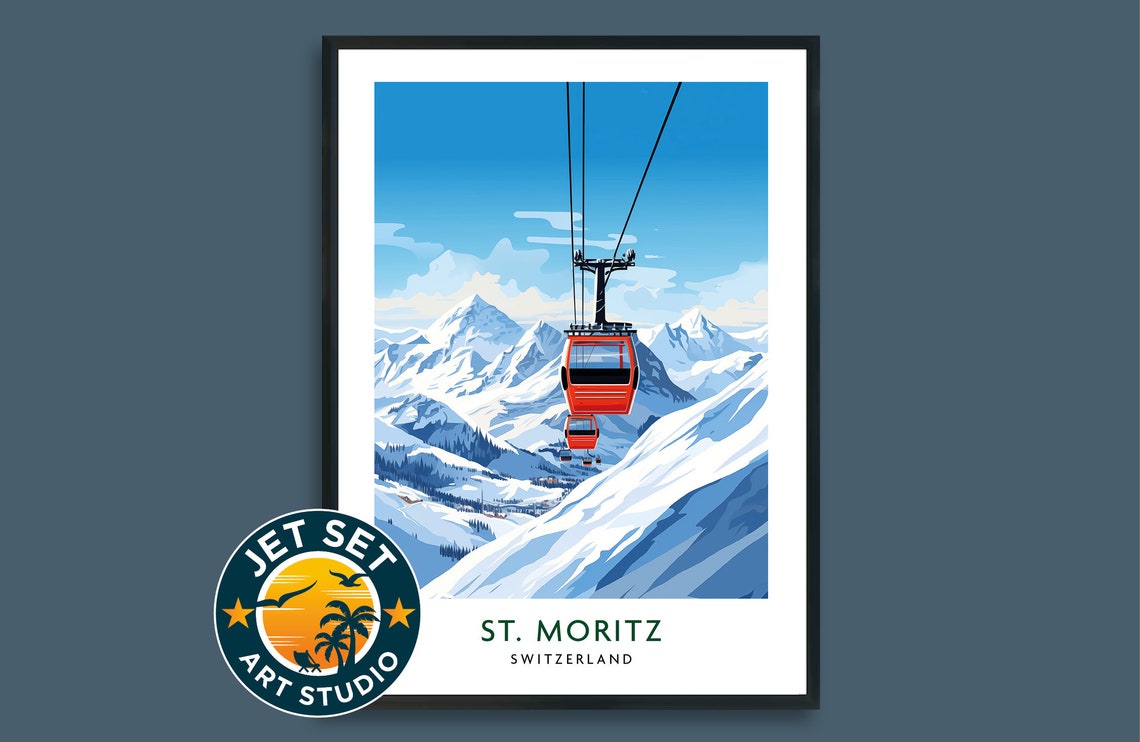 St Moritz Switzerland Ski Travel Poster