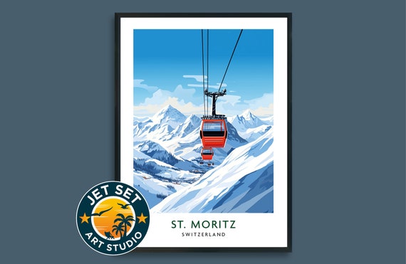 St Moritz Switzerland Ski Travel Poster