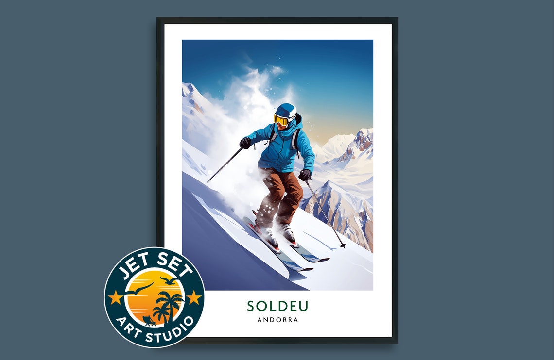 Soldeu Andorra Skiing Travel Poster