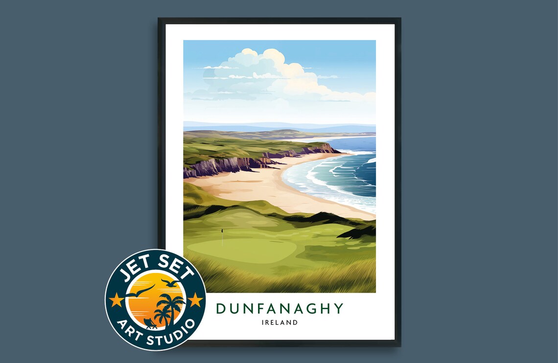 Dunfanaghy Golf Course Travel Poster, Donegal Ireland