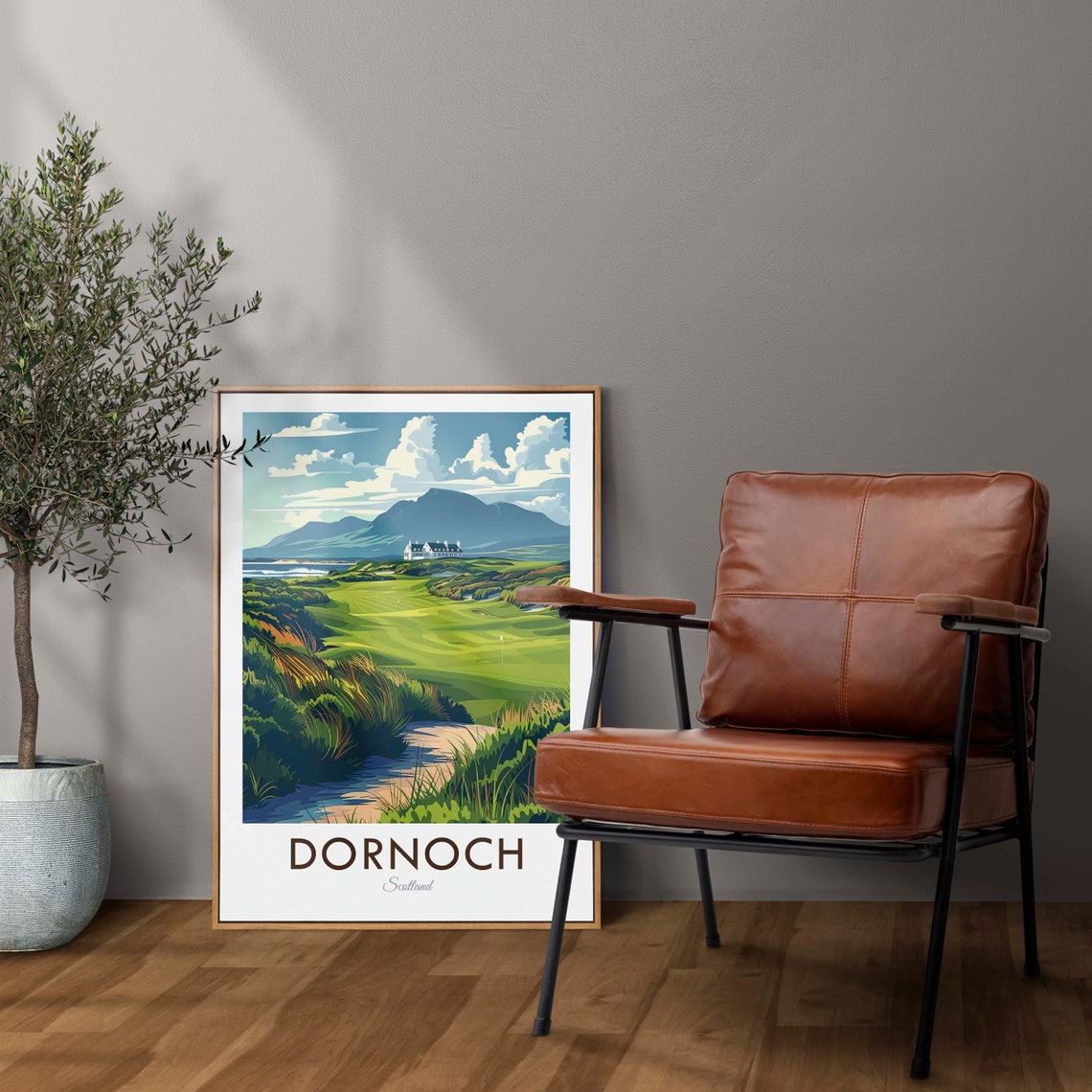 Dornoch Scotland Links Golf Course Seaside Mountain Backdrop Poster - Image 2