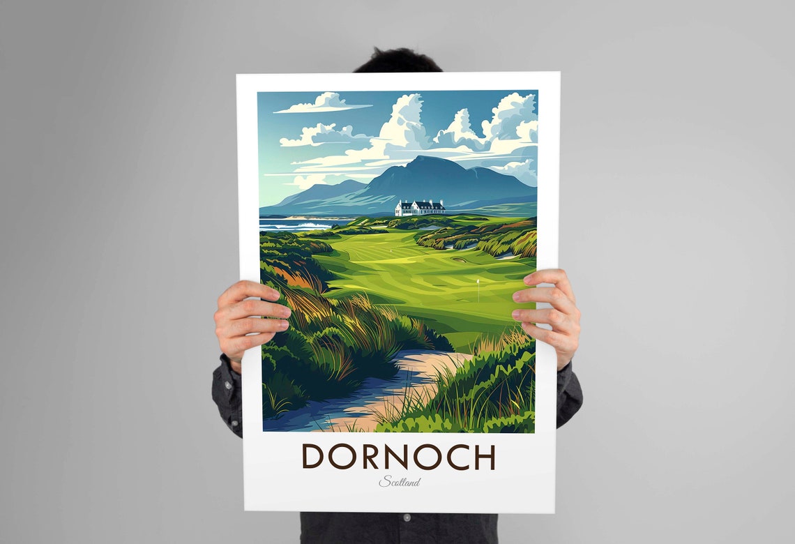 Dornoch Scotland Links Golf Course Seaside Mountain Backdrop Poster - Image 3