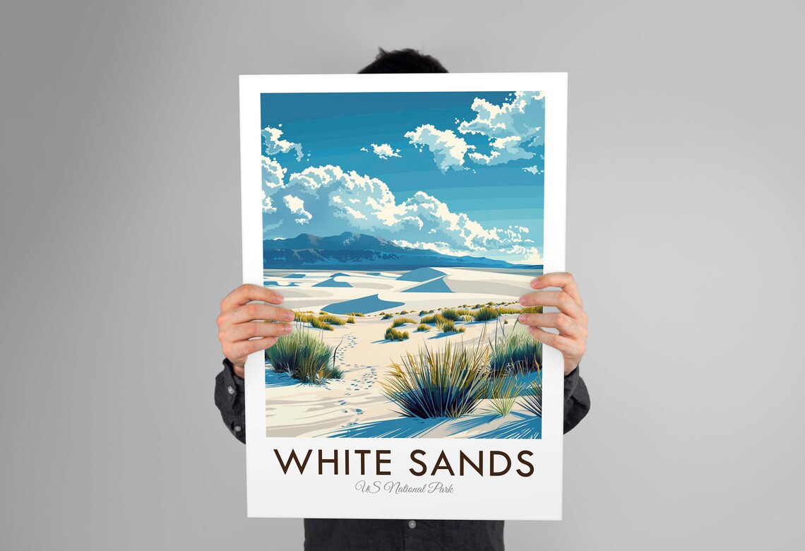 White Sands National Park Gypsum Dunes And Yucca Grass Scene Travel Poster - Image 3