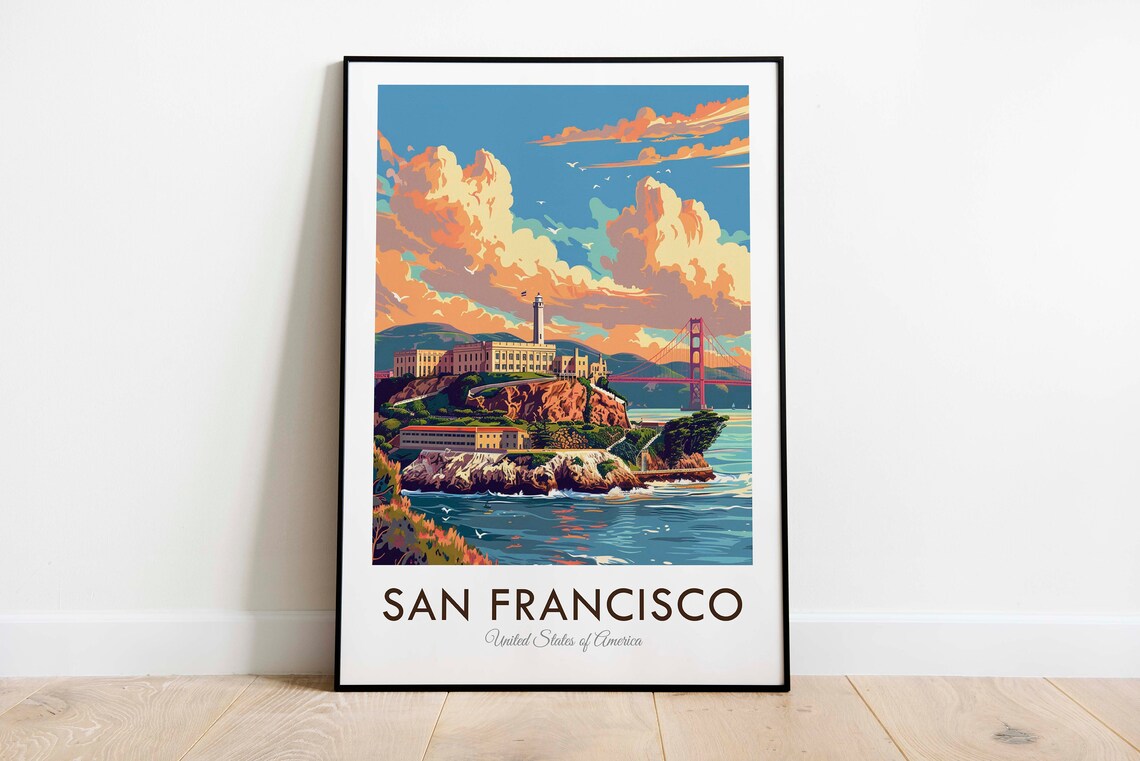 San Francisco USA Vintage Style Travel Poster