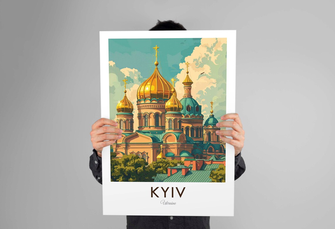 Kyiv Ukraine Golden Domed Cathedral Church Architecture Poster - Image 2