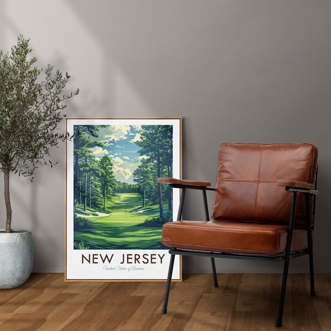 New Jersey Golf Course Pine Fairway Vintage American Travel Poster - Image 2
