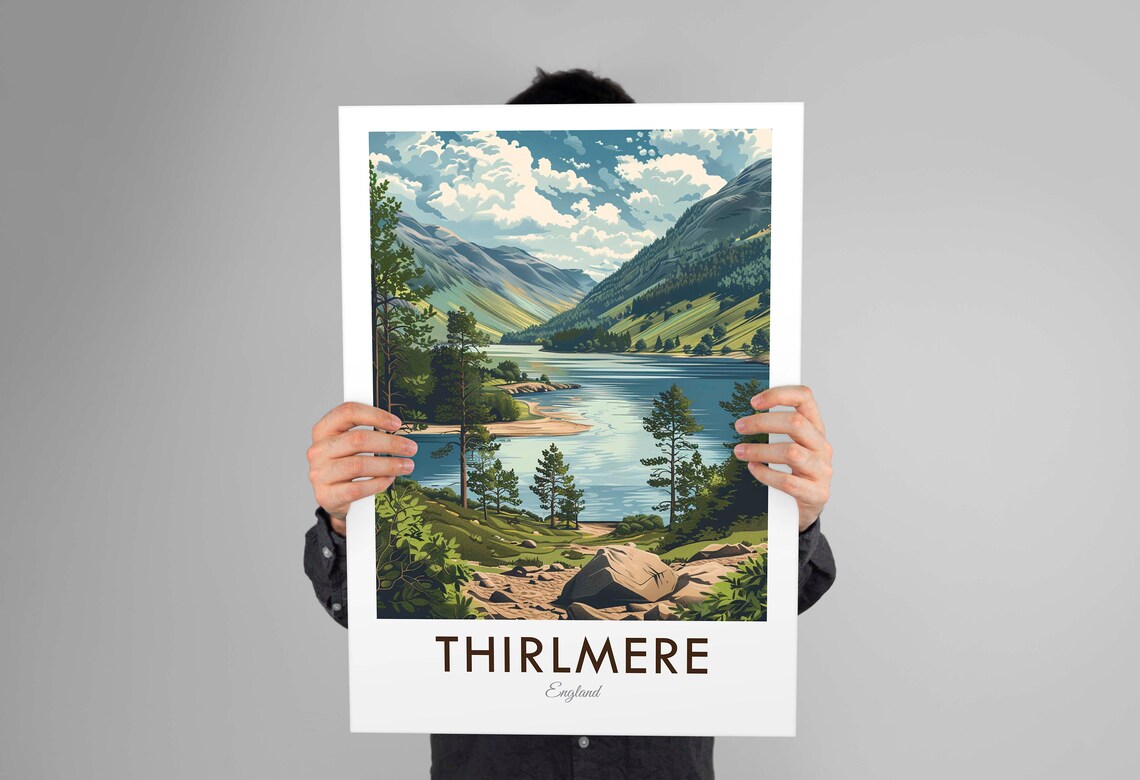 Lake Thirlmere Cumbria Vintage Travel Poster - Image 2