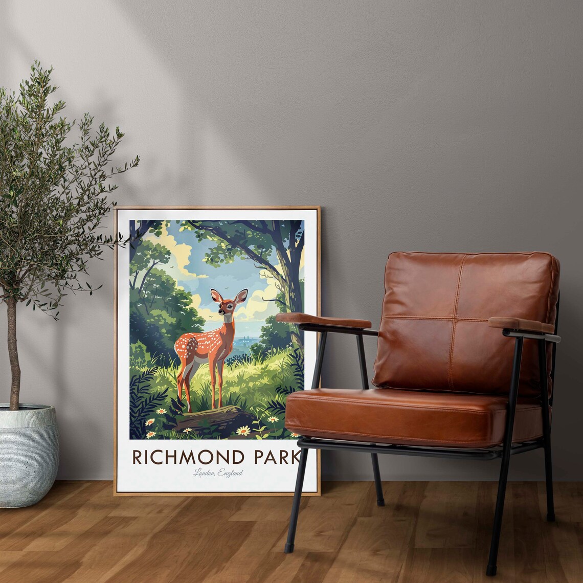 Richmond Park London England Fawn Baby Deer Woodland View Poster