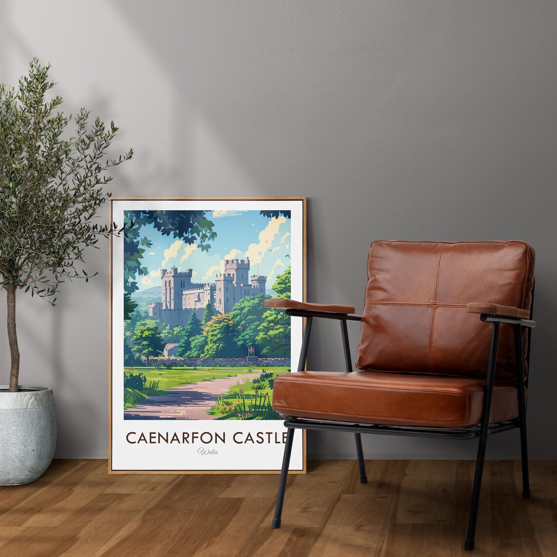 Caenarfon Castle Wales Vintage Travel Illustration Art Poster - Image 2