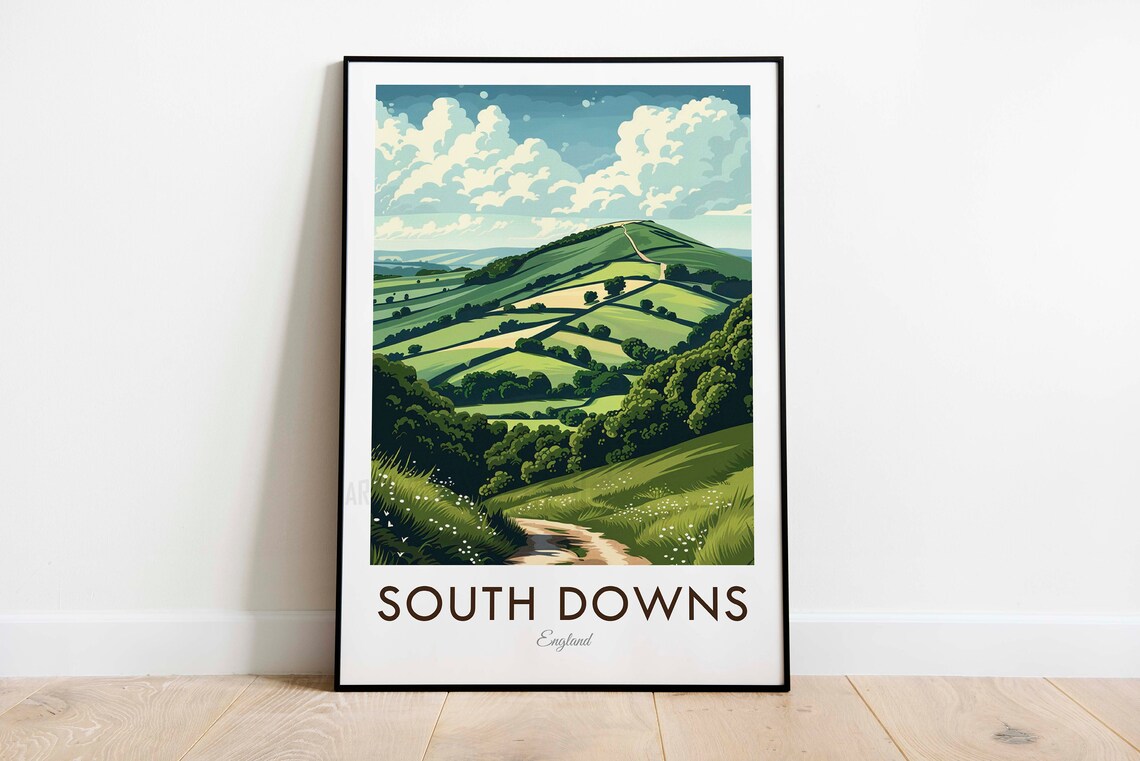 South Downs England Vintage Travel Poster, Art Print - Image 3