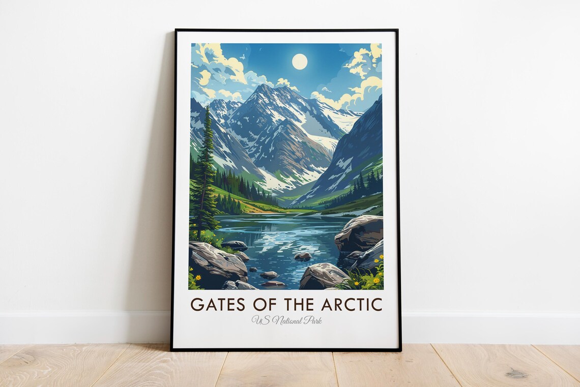 Gates Of The Arctic National Park Alaska Peaks Vintage Travel Poster