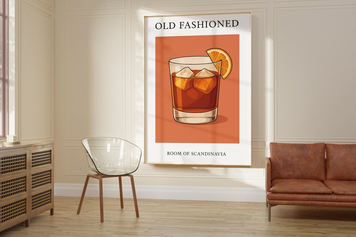 Old Fashioned Cocktail, Scandinavian Minimalist Poster - Image 2