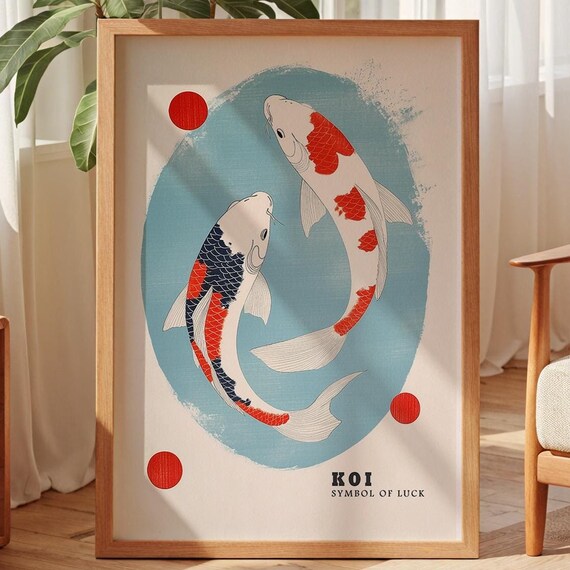 Koi Fish Painting Japanese Wall Art Koi Fish Japandi Wall Art Gallery Wall Art Japan Art Koi