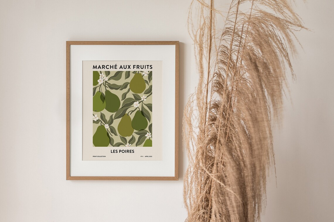 Pears Print Fruit Market Botanical Kitchen Art Print - Image 2