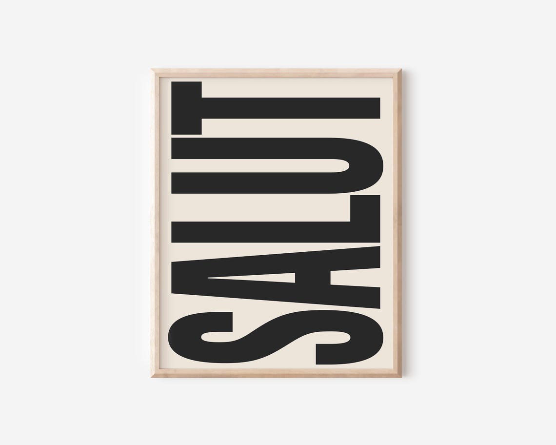 Salut Bold Black on Cream French Greeting Typography Wall Decor Poster