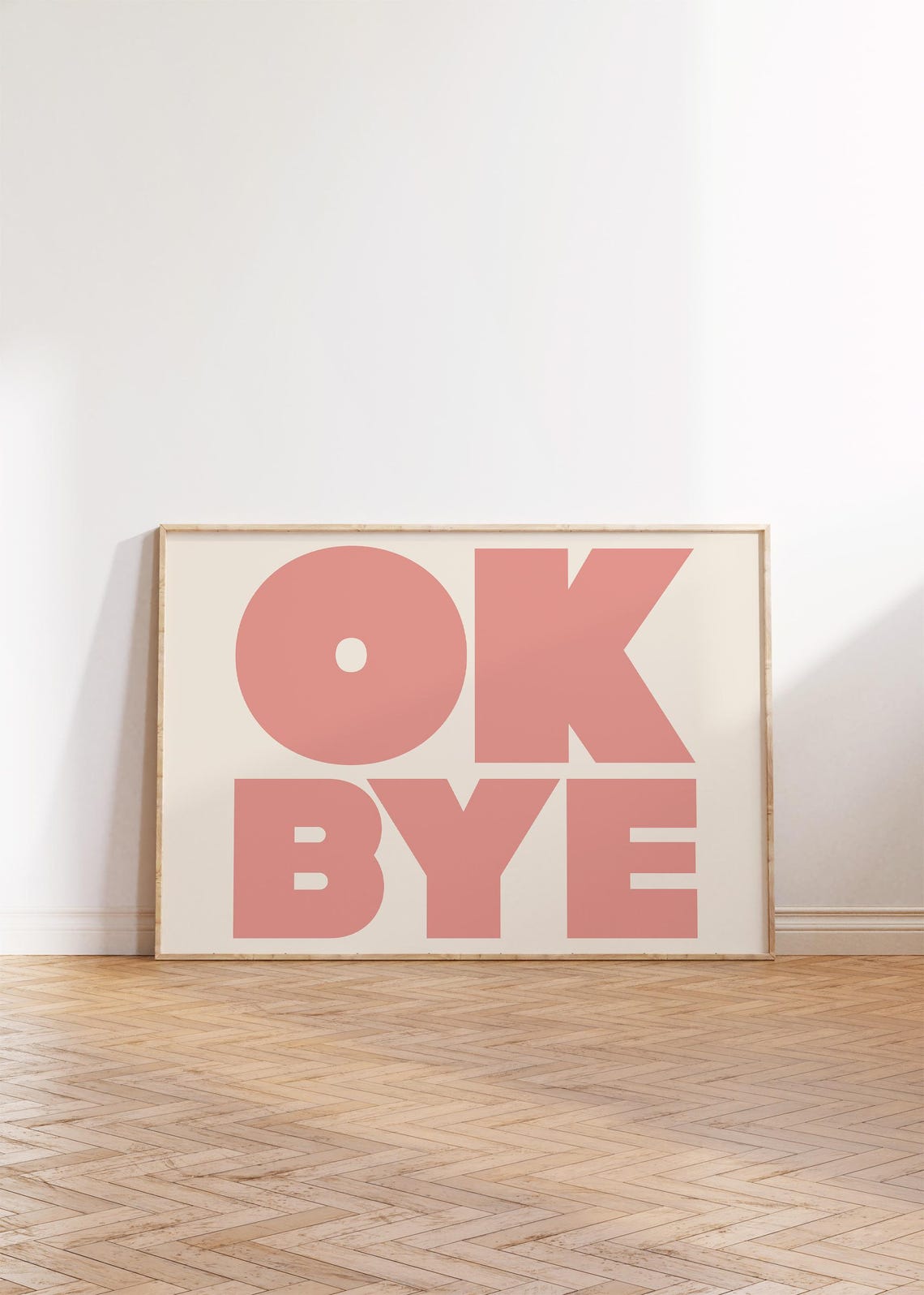 Ok Bye Coral Pink Bold Typography Fun Modern Gallery Wall Poster - Image 4