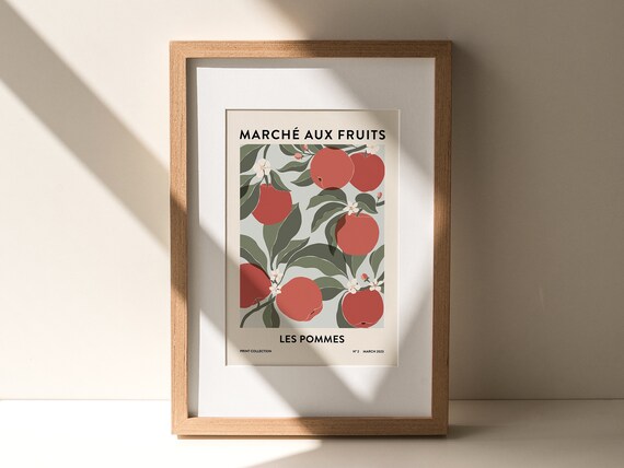 Apples Print, Abstract Botanical Kitchen Art Print