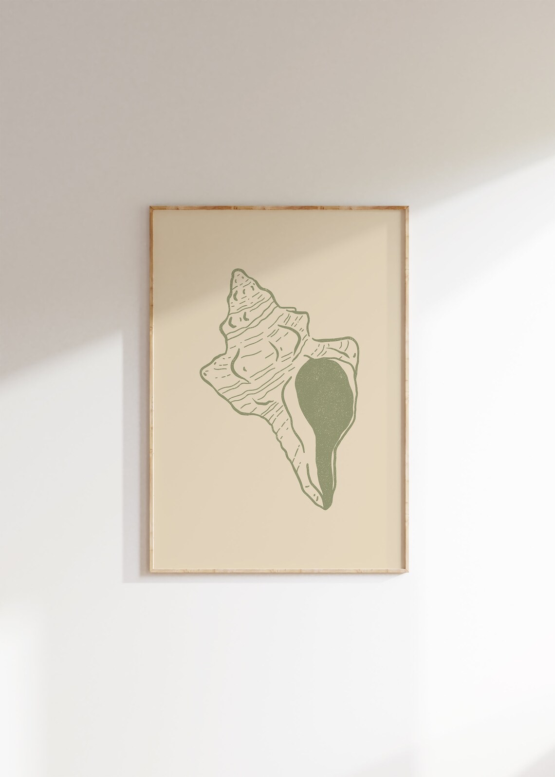 Seashell Ink Drawing, Boho Coastal Line Art Print