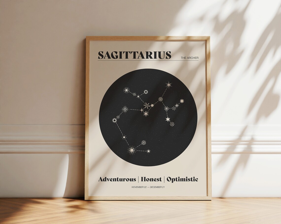 Sagittarius Star Constellation Art Print, Zodiac Decor