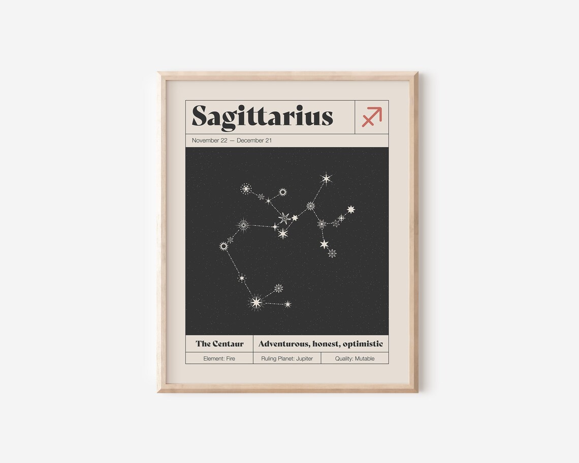 Sagittarius Star Constellation Art Print, Neutral Decor - Image 2