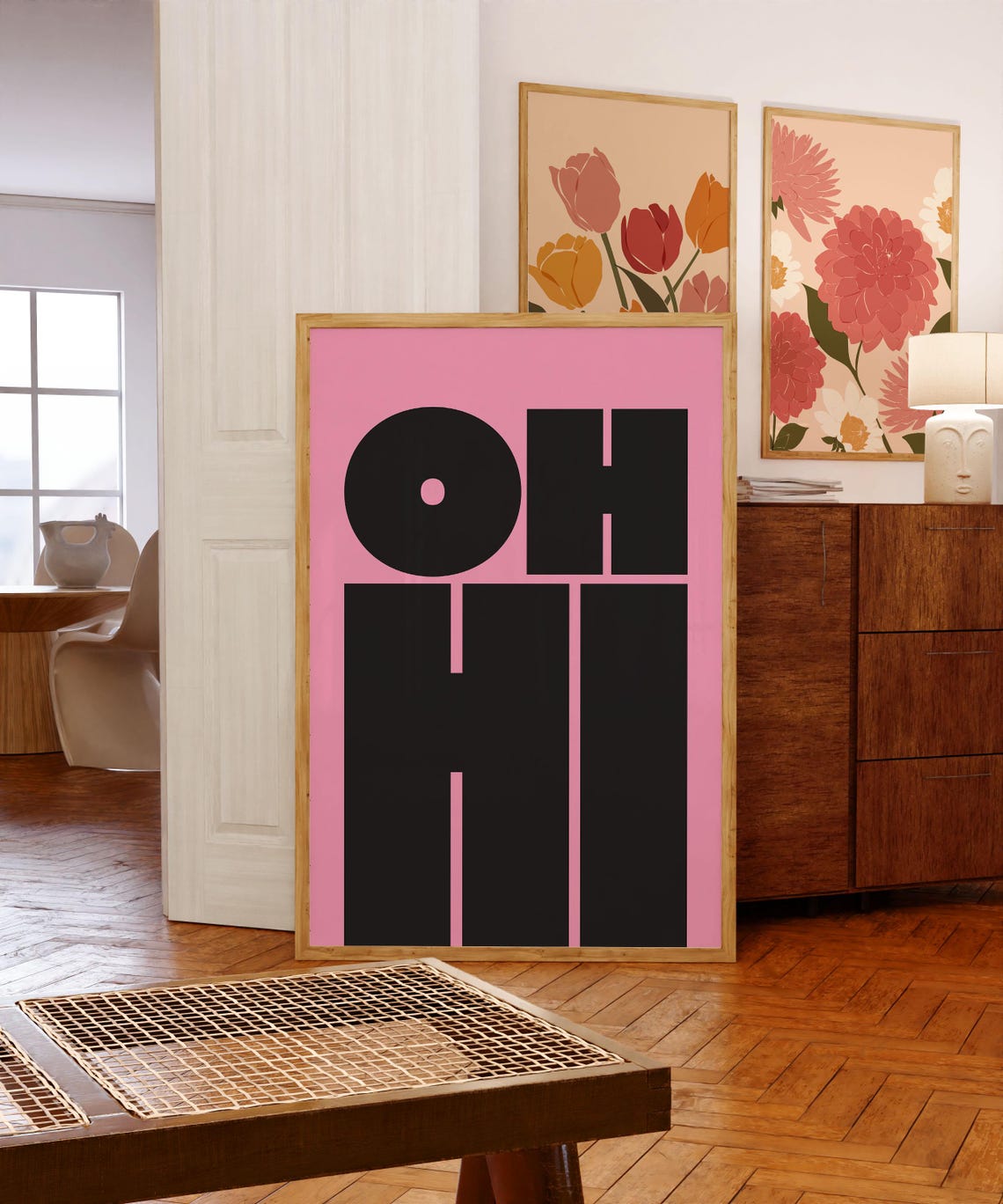 Oh Hi Black Pink Bold Typography Fun Modern Gallery Wall Poster - Image 2