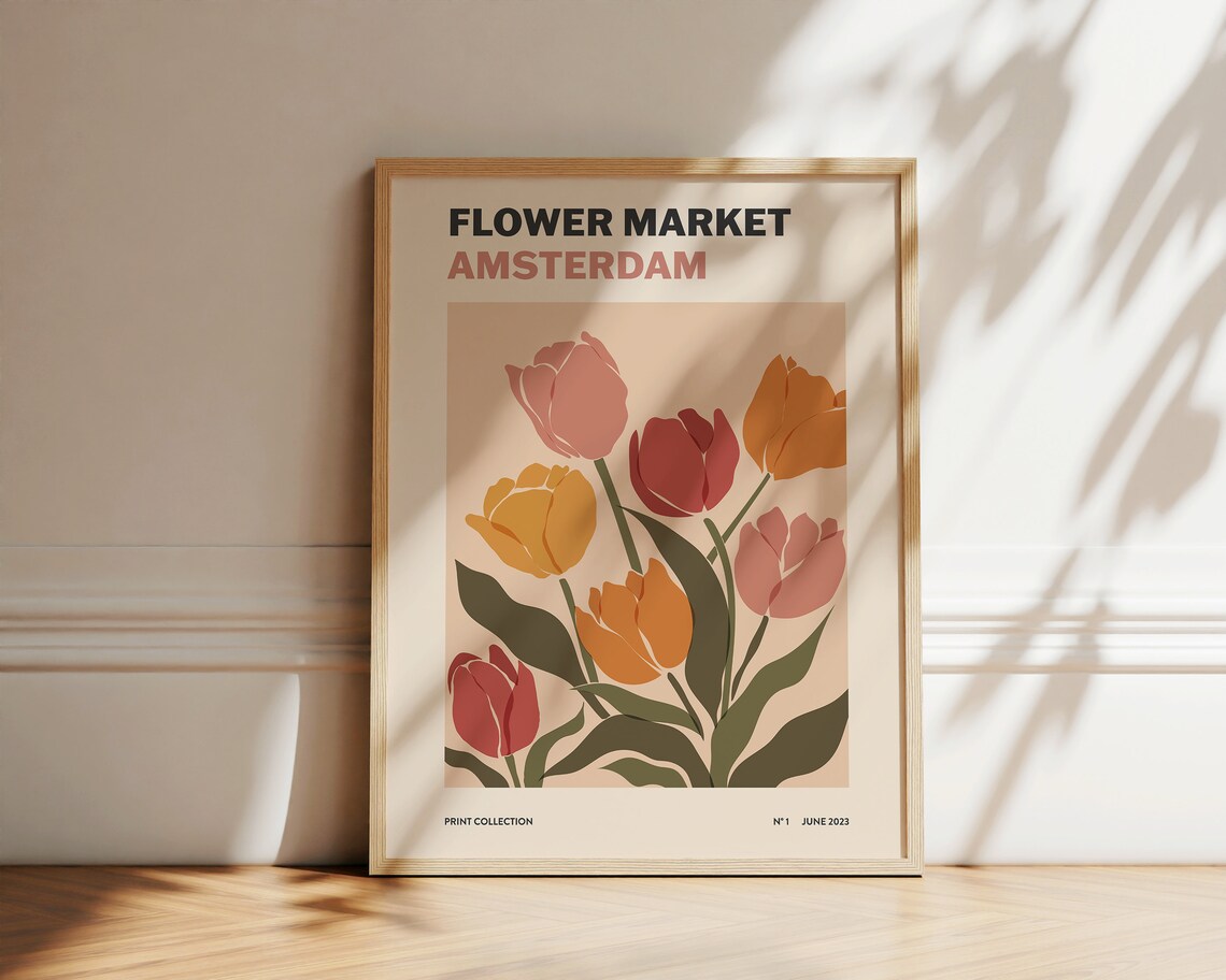 Amsterdam Flower Market Tulip Art Print, Boho - Image 2