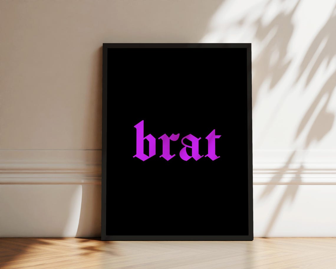 Brat Neon Purple Blackletter Bold Trendy Typography Y2K Poster - Image 2