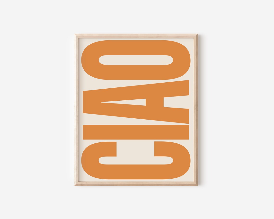 Ciao Trendy Italian Orange Poster Print - Image 2