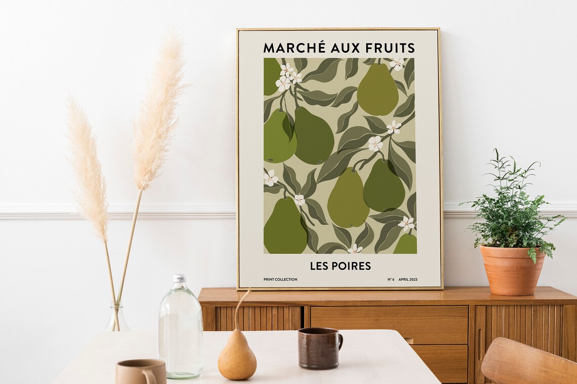 Pears Print Fruit Market Botanical Kitchen Art Print - Image 3