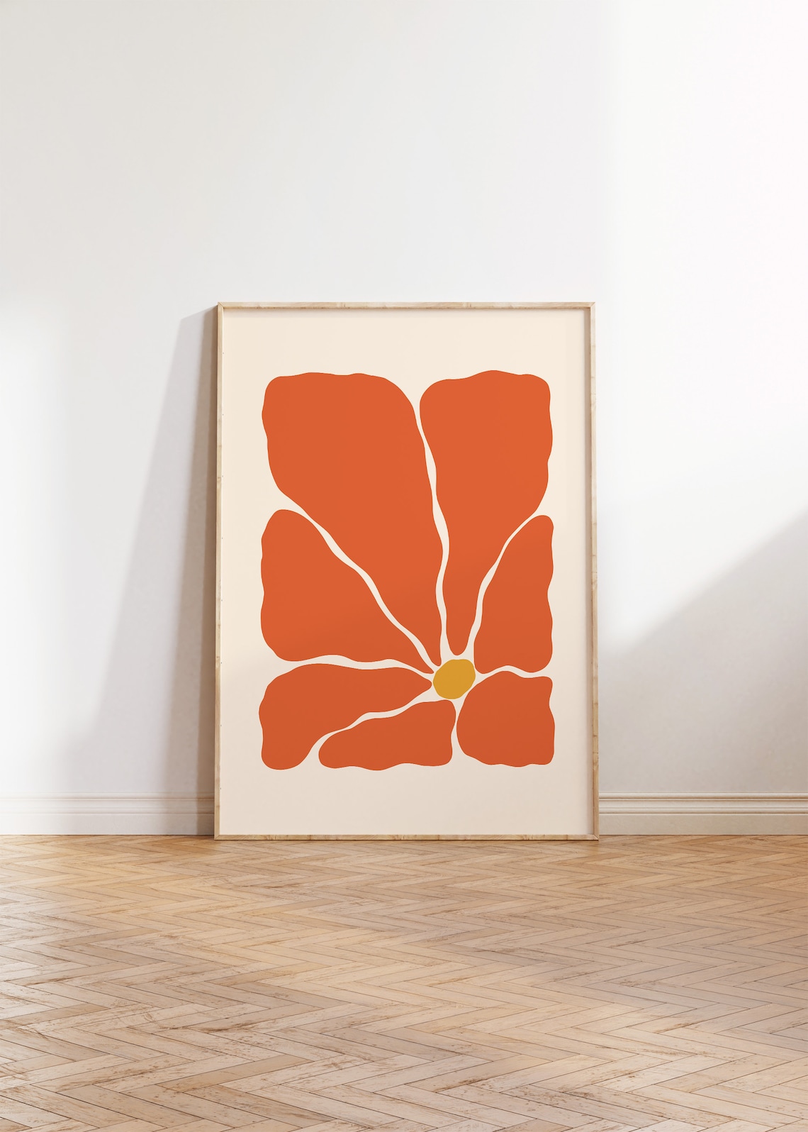 Terracotta Groovy Flower Matisse Inspired Retro Abstract Botanical Poster - Image 2