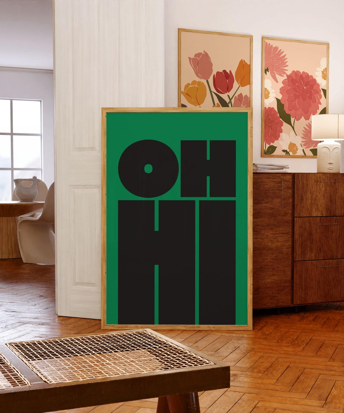 Oh Hi Black Green Bold Typography Fun Modern Gallery Wall Poster - Image 2