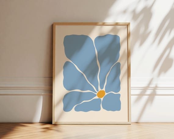 Retro Abstract Flower Art Print Groovy Flower Poster Matisse Inspired Print 70s Floral Artwork Trendy Retro Botanical Art
