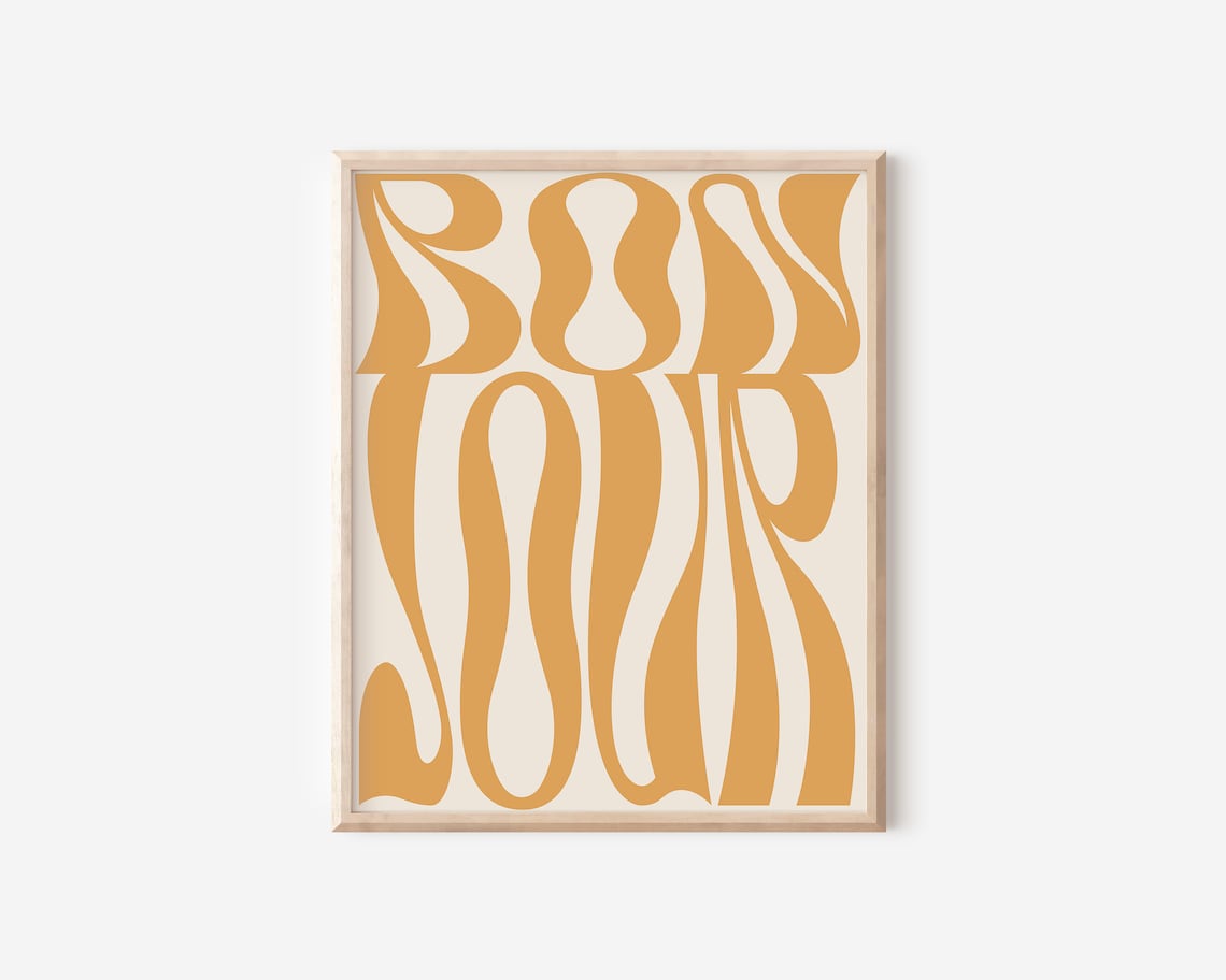 Groovy Bonjour Poster Print, Retro French Typography